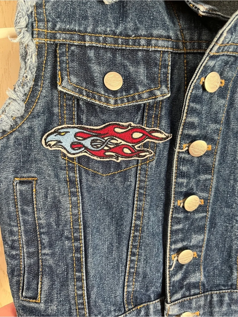 HARLEY-DAVIDSON Motorcycle Denim Vest with Patches for KIDS / Toddlers Sz 3T